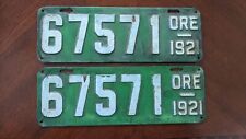 Oregon 1921 Pair License Plates No. 67571 picture