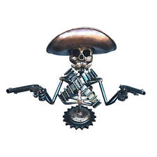 Metal Skeleton Car Hood Ornament Handmade Cowboy Skull Gunslinger Decoration picture