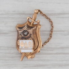 Phi Delta Theta Fraternity Badge 14k Gold Diamond Antique Pin picture