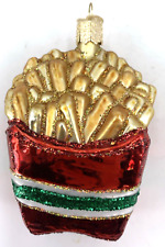 Old World Christmas Box of French Fries Christmas Ornament Blown Glass 3.5