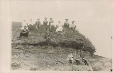 People Gathered on Rocks Bowman North Dakota ND c1910 Real Photo RPPC picture