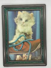 Lenticular Postcard Adorable Young Kitten Mischief Blue yarn picture