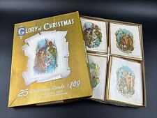 23 Vintage UNUSED Christmas Cards in Original Box w/Envelopes Bible Text 1950's picture