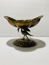 Rare Vintage Brass Elegant pedestal bowl with unique Swan Footed Hammered Base picture