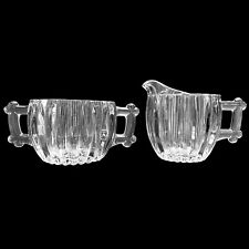 Vintage 1930s Jeanette Glass Clear National Ribbed Hobnail Bottom Creamer Sugar picture