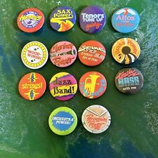 Vintage Lot 14 Pinback Buttons Band Music Concert Sax Brass Bass Jazz Strings picture