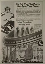 United States Tires 1919 Print Ad Antique Original Cars City Street NG  picture