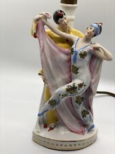 Antique German Art Deco Porcelain Figurine Table Lamp Dancing Couple 12