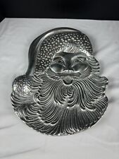 Vintage Santa Claus Face Christmas Dish Metal Bowl Trinket Candy picture