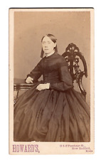 NEW BEDFORD MASS Civil War Era Mourning Lady Hoop Dress CDV by HOWARD'S picture