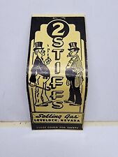 Rare Vintage 2 STIFFS SELLING GAS Matchbook Cover LOVELOCK NEVADA Full 20 Match picture