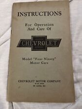 1925 Chevrolet Motor Cars Owners Manual Instructions Model Four Ninety Motor Car picture