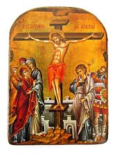 Wooden Greek Christian Orthodox Wood Icon of the Crucifixion / MP2 picture
