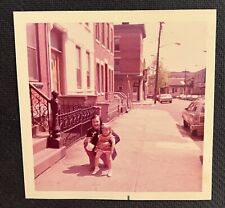 FOUND VINTAGE PHOTO PICTURE Standing On A City Sidewalk picture