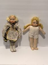 Vintage Set Of 2 Handmade European Ethnic Women Cloth Dolls picture