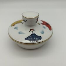 French Vintage Iris Product Ceramic Hand Painted Dancing Girls Trinket Dish/Lid picture
