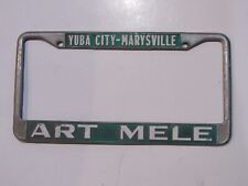Vintage Yuba City Art Mele Buick Metal Dealer License Plate Frame Tag Rare CA picture