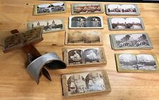 Antique Stereoview / Stereoscope Viewer with 70 Tour the World Cards picture
