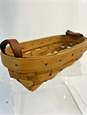 Vintage Longaberger Oval Basket 1997 Signed Petite Hand Woven Leather Handles 8