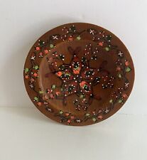 Vintage 4.5” Hand Painted Wooden Trinket Plate Retro Colorful picture