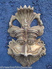 Rare Brass Craved Tribal Hindu Ritual God Shiva Mukhalingam Head & Ganesh Snake picture