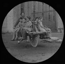 ANTIQUE Magic Lantern Slide MILL HANDS GOING TO WORK C1900 PHOTO CHINA picture