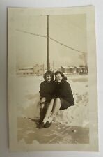 Beautiful Young Women Ladies Sisters Friends Snow Winter 1940s B&W Vintage Photo picture