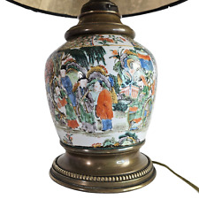 Famille Verte Chinese Lamp Porcelain Brass Hand Painted China 20