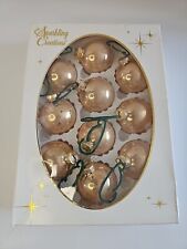 VTG Sparkling Creations Gold Glass Small Ornaments Set of 10 Boxed picture