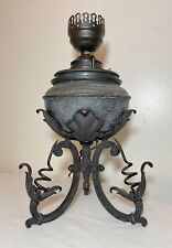 antique Bradley & Hubbard wrought iron stand brass electrified oil parlor lamp picture
