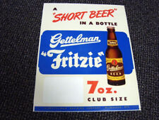 Circa 1940s Gettelman Fritzie Bottle Sign, Milwaukee, Wisconsin picture