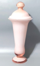 Vintage MCM Empoli Italian Glass Pink Opaline Cased Glass Covered Jar 16.25