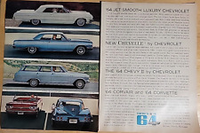 Vintage Ad 'There's A 5 In 64' Chevrolet GM Corvette Corvair Impala 1963 2 Pages picture
