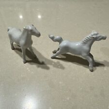 Set Of 2 Minature White Ceramic Horse Figurines picture