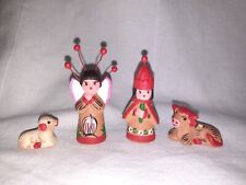 Miniature Vintage Tonala Mexican Folk Art Pottery Nativity Set Of 4 Pieces picture
