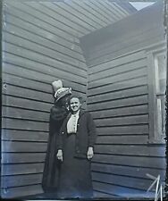 Antique 4x5 Glass Plate Negative Woman In Dress On Farm F7BAO picture