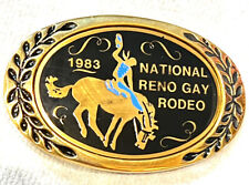 GAY NATIONAL RENO RODEO 1983 EXTREMELY RARE HERITAGE BELT BUCKLE SOLID BRASS NEW picture