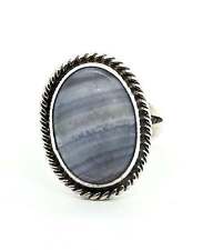 Gilo & Grace Nakai Navajo Blue lace agate vintage sterling silver ring size 6 picture