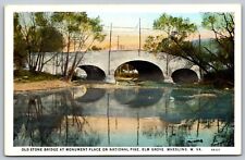 Wheeling WV Old Stone Bridge Monument Elm Grove Ohio Virginia Vintage Postcard picture