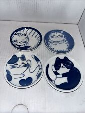 Minoyaki Hanami Cat Plates Saucers porcelain and handmade in Japan (4) picture