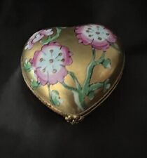 Limoges France 24-Karat Gold Finish Hand Painted Porcelain Heart Shaped Box picture