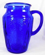 Royal Lace Pitcher Hazel Atlas Blue Depression Glass 64 oz. Vintage Good Cond picture