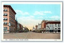 Salem Oregon OR Postcard Commercial Street Stores Cars c1930's Unposted Vintage picture
