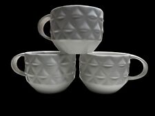 Set of 3 2013 Starbucks Coffee Mug Bone China White Faceted Scales Geometric picture