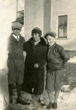 X462 Vtg Photo WOMAN WITH TWO BOYS, LEATHER JACKET, KNICKERS c 1920's picture