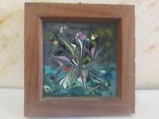 Vintage Handmade Frame Wood Painting Brass Art Home Decor Nice 4.9 * 4.9 Inch picture
