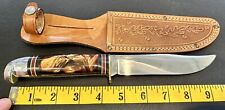 Western Boulder Colo. USA L36 RARE COPPER HAZE SWIRL Game Hunting Knife w/case picture