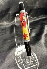 STUNNING HIGH QUALITY HANDMADE Red & Gold ACRYLIC TWIST BALL POINT PEN picture