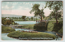 Postcard Vintage 1910 Susquehanna River and Boat House Binghamton, NY picture