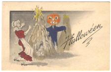 VINTAGE HALLOWEEN POSTCARD -SCARCE PAINTED/TINTED  -------  EXCELLENT VERSION picture